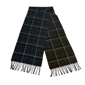DOCKERS Scarf Check Pattern Grey Black Burgundy Stripe 11 1/2"